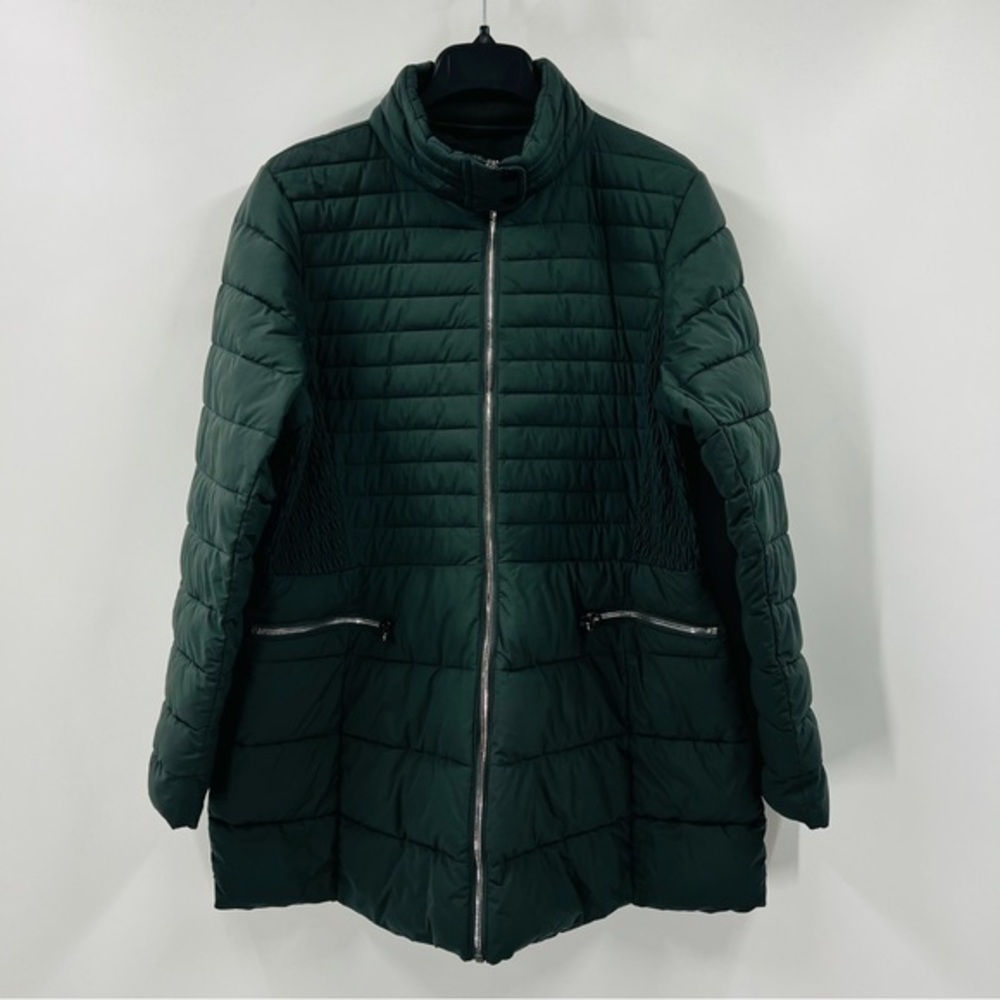 Lane Bryant Dark Green‎ Parker Zip Up Quilted Winter Jacket Plus Size 14/16